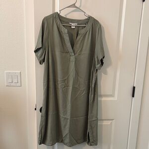 Lucky Brand Olive Green Short Sleeve Dress 2X